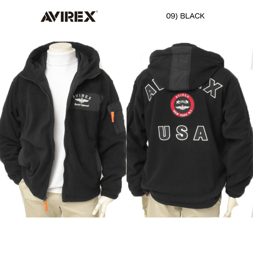 楽天市場】AVIREX アビレックス フリース フルジップ フーディパーカー