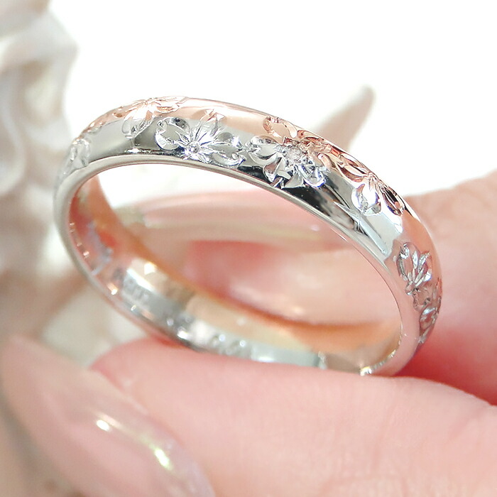 楽天市場】結婚指輪 レディース リング 0.03ct 単品 K18PG PT900