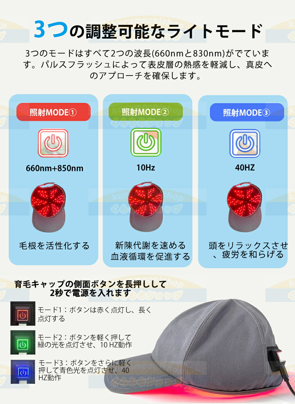 楽天市場】育毛キャップ 赤色LED 育毛システム 180個led 育毛赤色光