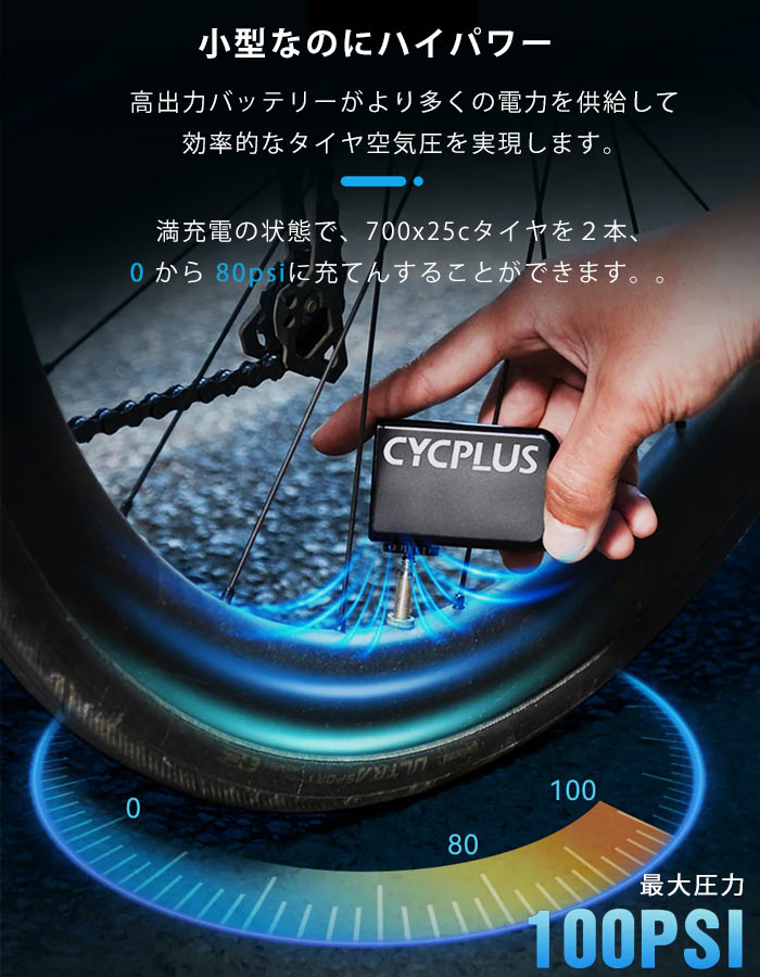 楽天市場】AS2 サイクプラス 自転車 空気入れ 充電式 超 小型 米式