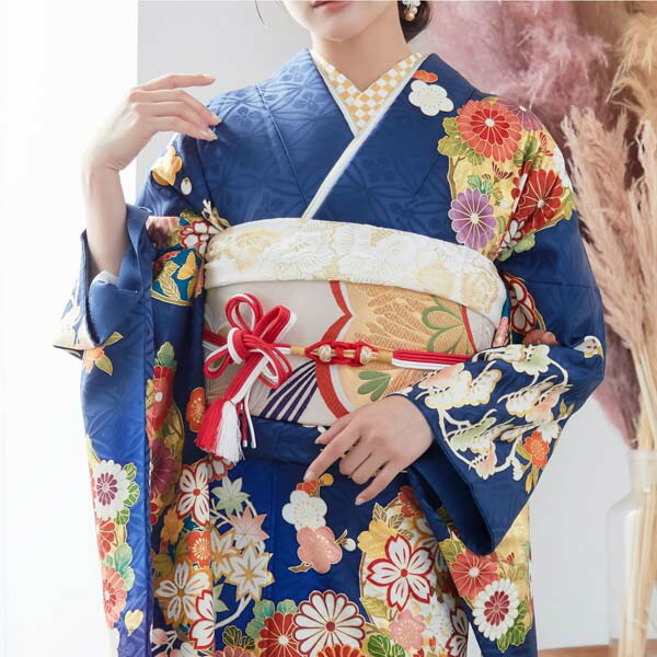 楽天市場】(卒業式応援Point10倍 3/5迄) 未仕立て 振袖 22点セット「紺
