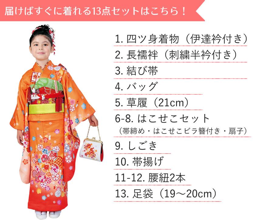 楽天市場】着物 7歳 フルセット 13点セット 全10柄 七五三 お正月