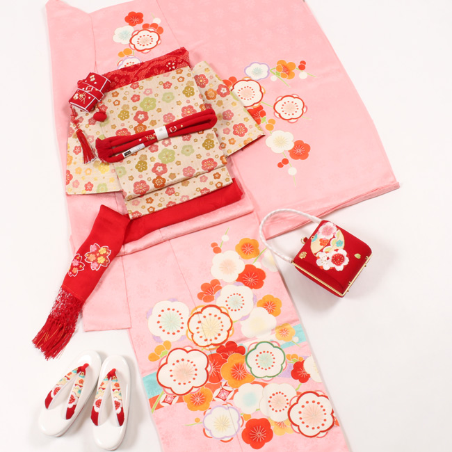 豪華逸品手描き友禅♡七五三 7歳 女の子 セット一式 ピンク朱色