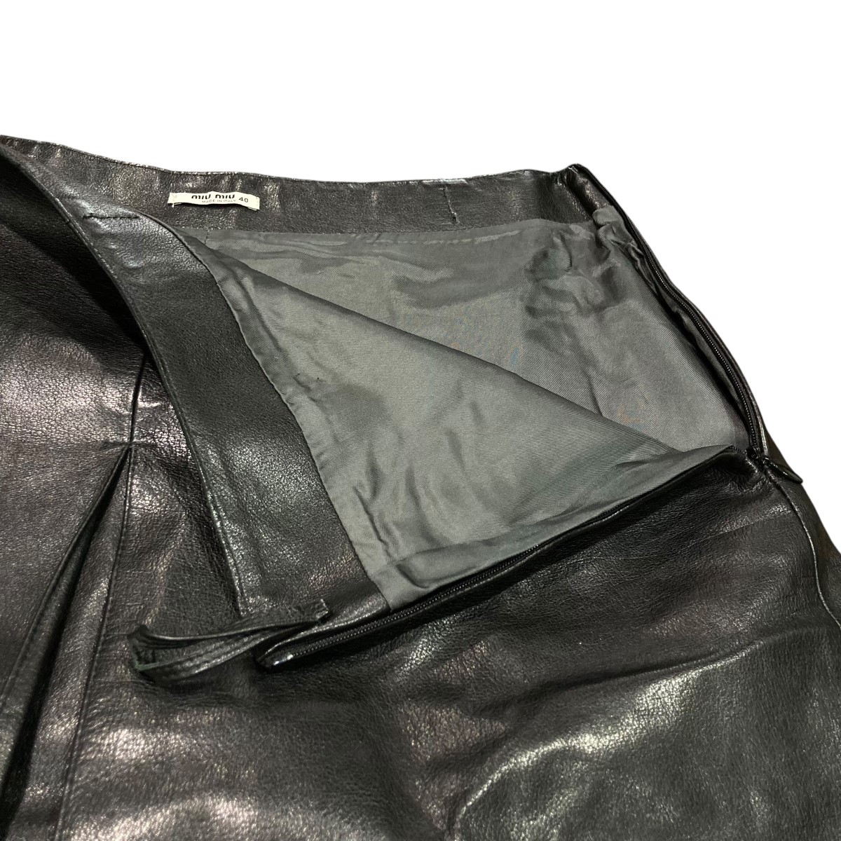 楽天市場】【中古】MIU MIUレザースカート ブラック サイズ：40【価格