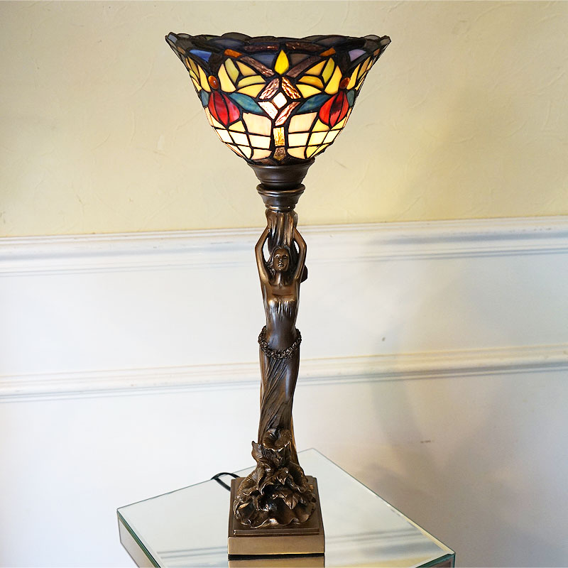 楽天市場】ステンドグラスランプ テーブルランプ ブロンズ像風 レディ