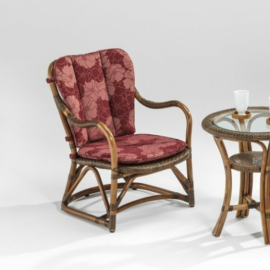 美品】4脚セット KAZAMA ラタン製 クッション付き座椅子 KAZAMA-ラタン