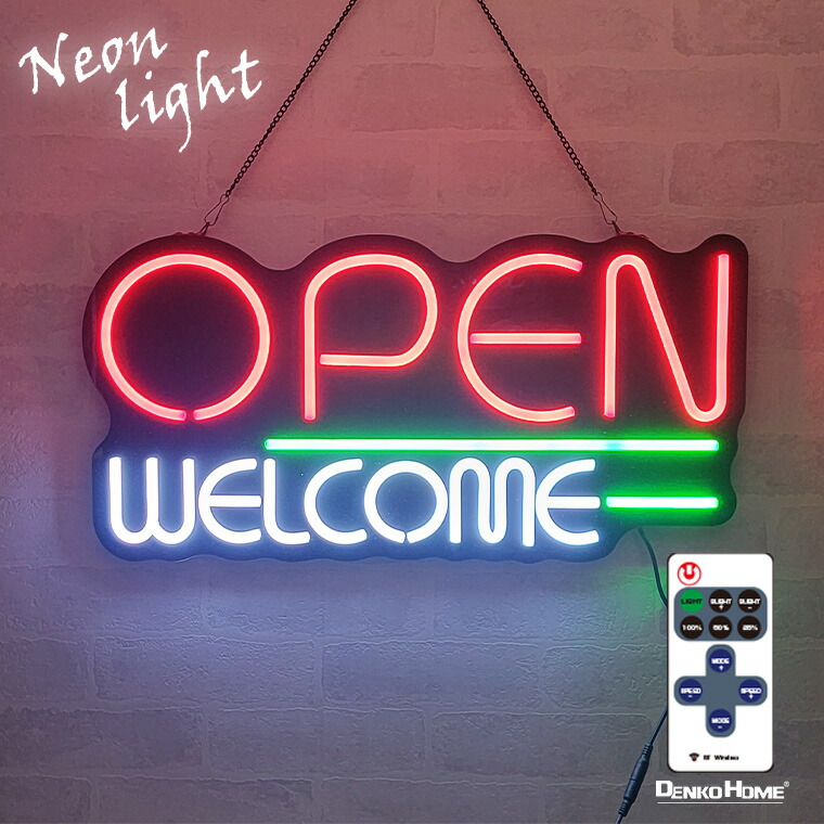 楽天市場】LED ネオン看板 ネオンサイン OPEN オープン WELCOME