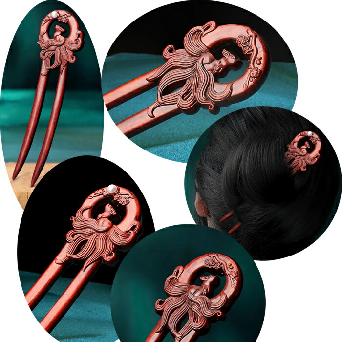 楽天市場】簪 かんざし カンザシ 檀木製 2本軸 狐 きつね : komuon