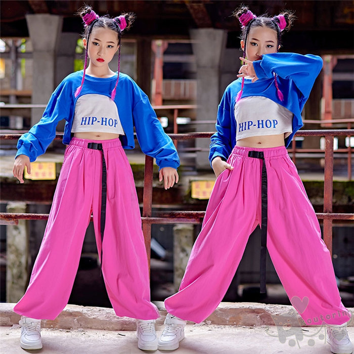 楽天市場】ダンス衣装 ヒップホップ 白ベスト ブルー 長袖トップス