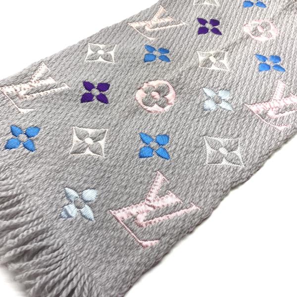 LOUIS VUITTON エシャルプ ダミエ マフラー 青×グレー LOUIS VUITTON