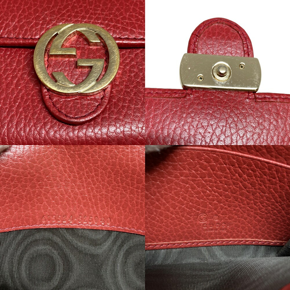 楽天市場】GUCCI【グッチ】615524 インターロッキングG レザー レッド