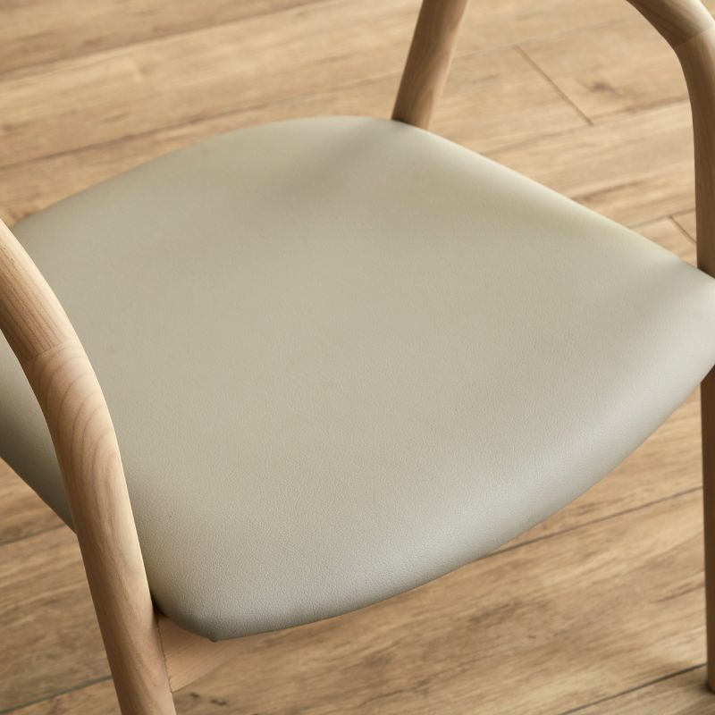 norna ダイニングチェア ナチュラル ウッド 合成皮革 無垢 肘付き