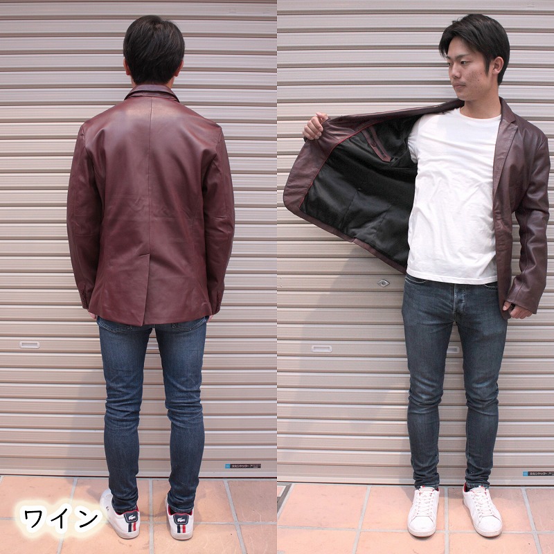 楽天市場】Mo-laws テーラードジャケット メンズ 本革 2つボタン