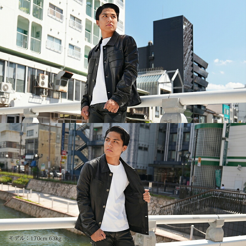 楽天市場】レザージャケット メンズ ラム革 Gジャンタイプ 本革