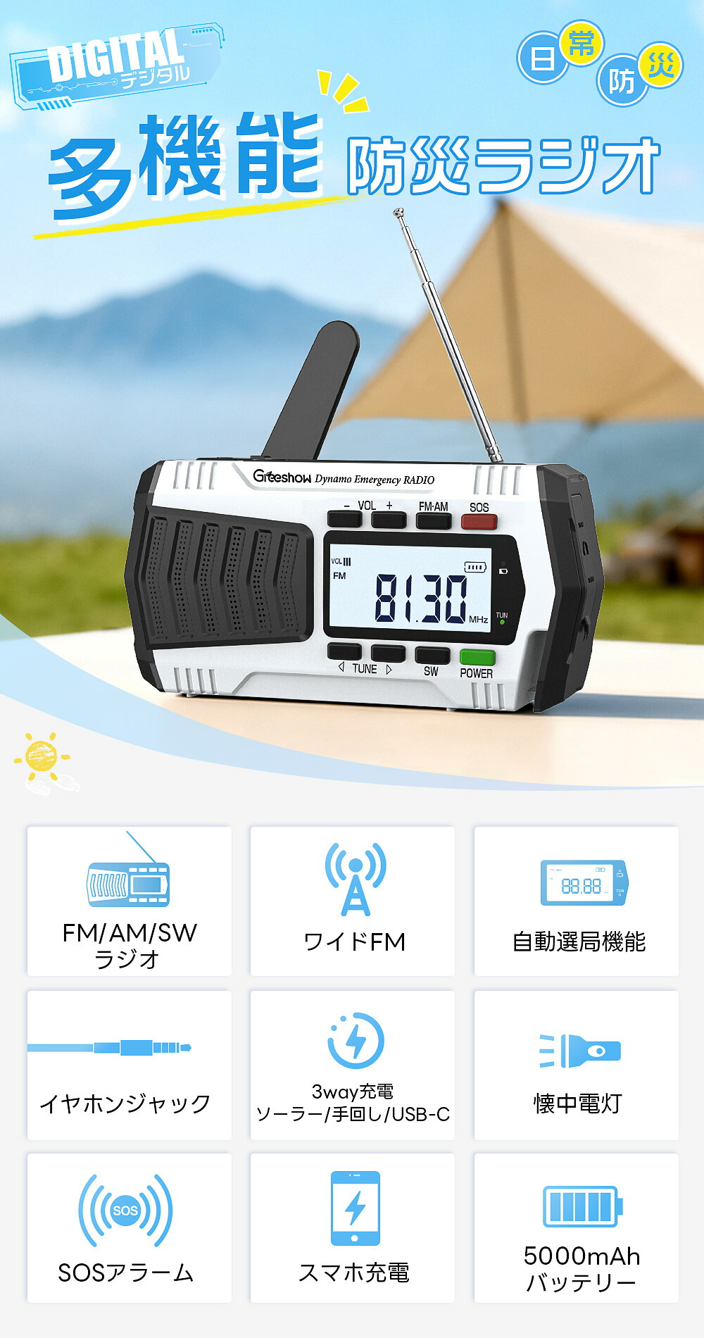楽天市場】＼クーポンで4580円☆機械音痴でも大丈夫／ Greeshow 防災