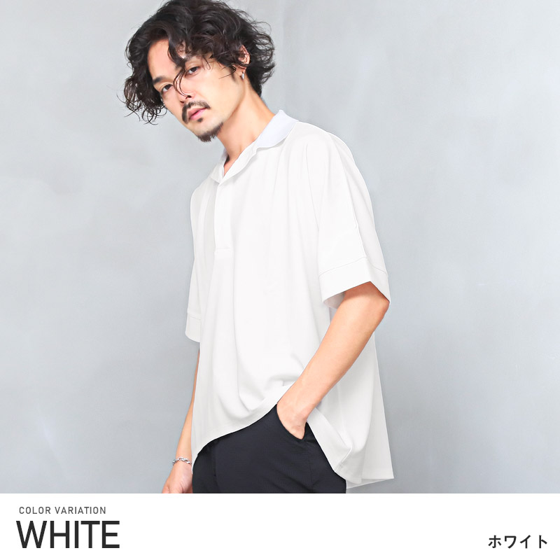 楽天市場】ポロシャツ メンズ 半袖 ビッグシルエット 無地 POLO 梨地