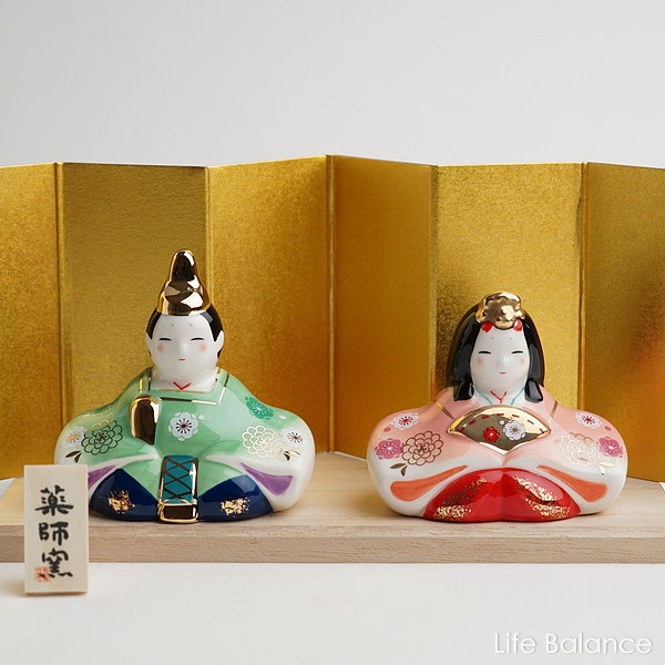 楽天市場】陶器 ひな人形 小さいお雛様 薬師窯 彩絵座雛（華小紋） お