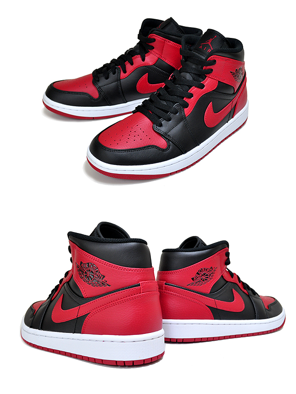 楽天市場】NIKE AIR JORDAN 1 MID BRED black/gym red-white 554724
