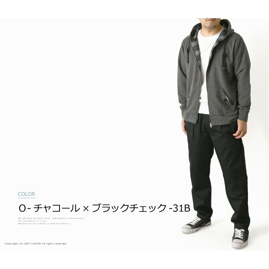 楽天市場】パーカー メンズ スウェットパーカー チェック使い ZIP