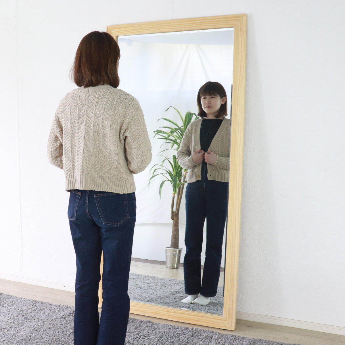 楽天市場】鏡 姿見 壁掛け 全身 木枠 90×180cm （ ミラー おしゃれ