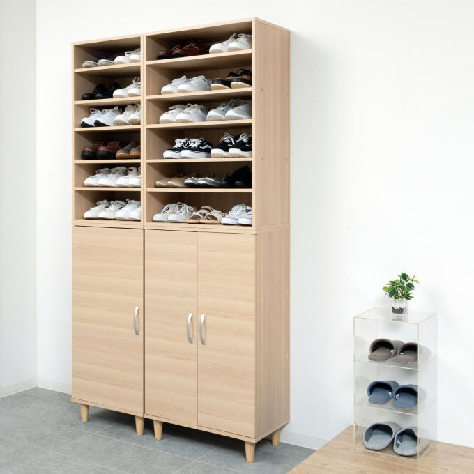 楽天市場】【本日ポイント5倍】シューズラック 下駄箱 木目扉付き