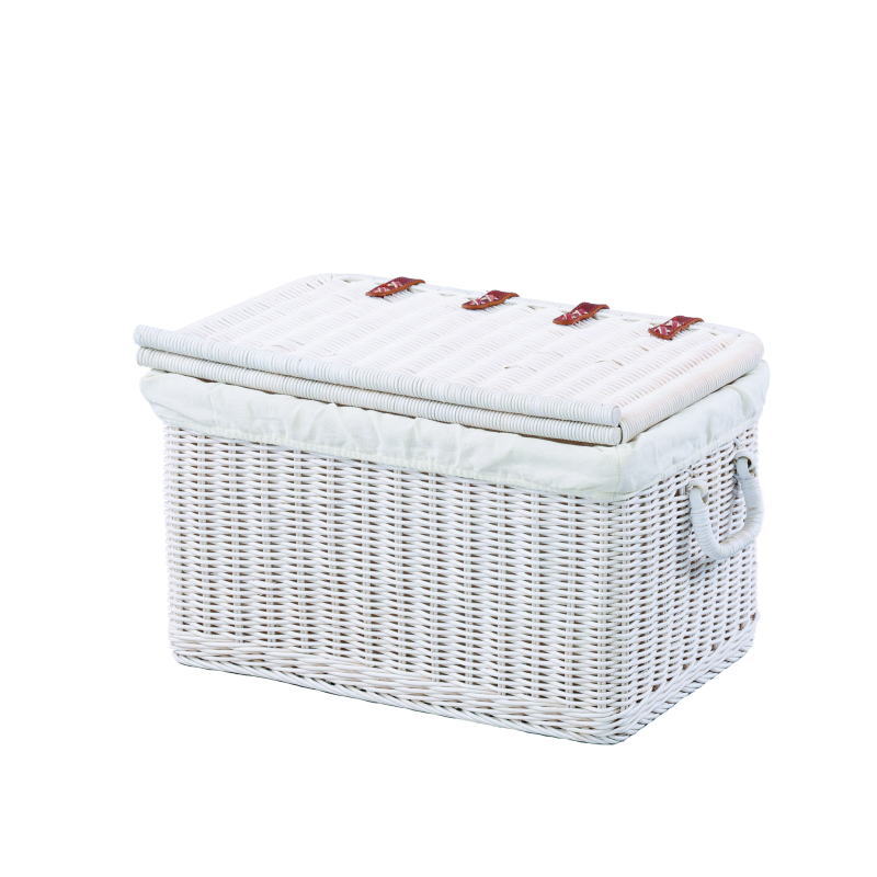 楽天市場】収納ボックス バスケット 蓋付き 収納 ラタン 籐 内布付き