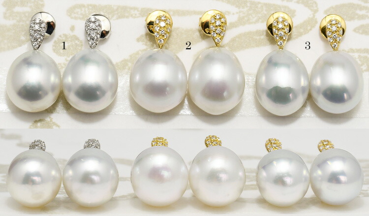 楽天市場】12mm 白蝶真珠 ピアス 鑑別書付き K18 WG YG パヴェピアス