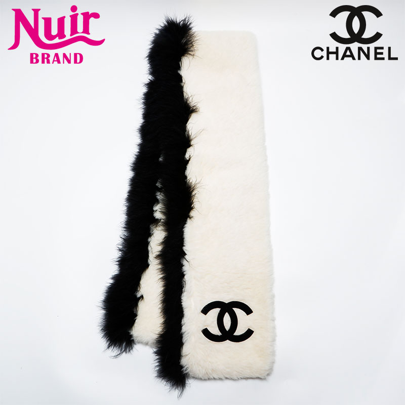 楽天市場】【大幅値下げ！】 シャネル CHANEL 1994 ロゴ ボア マフラー