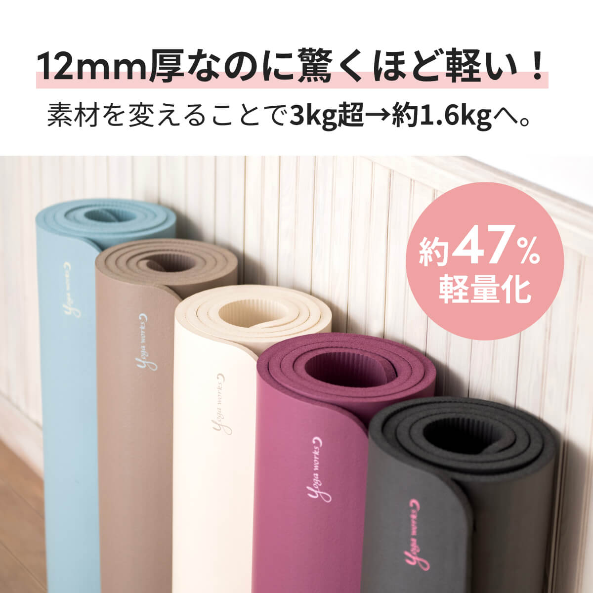 楽天市場】ヨガワークス ヨガマット Yogaworks ピラティスマット 12mm