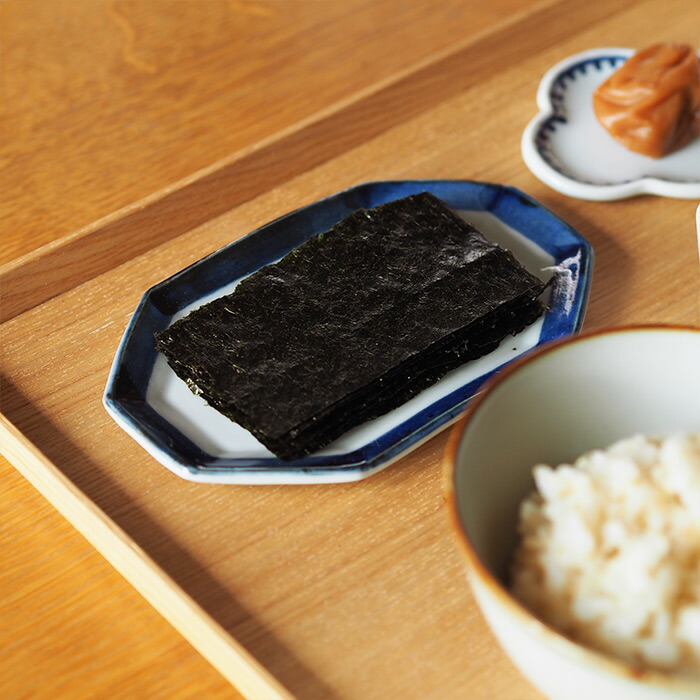 楽天市場】日下華子 色絵 ふち呉須 八角プレート小 / 九谷 和食器 長角