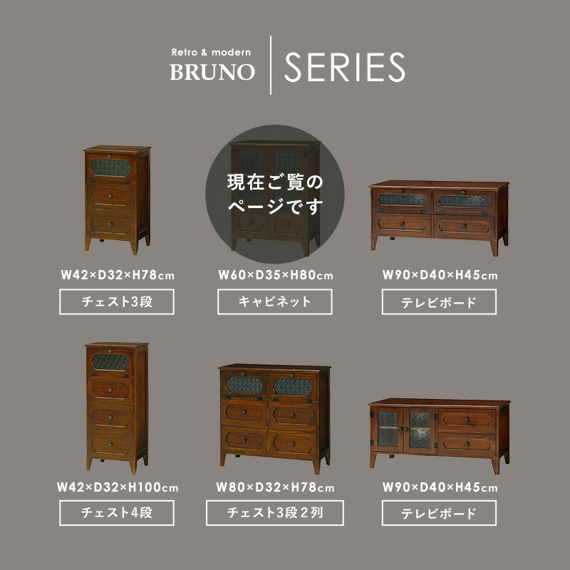 楽天市場】レトロ花ガラス キャビネット 幅60cm 【Bruno】ブルーノ