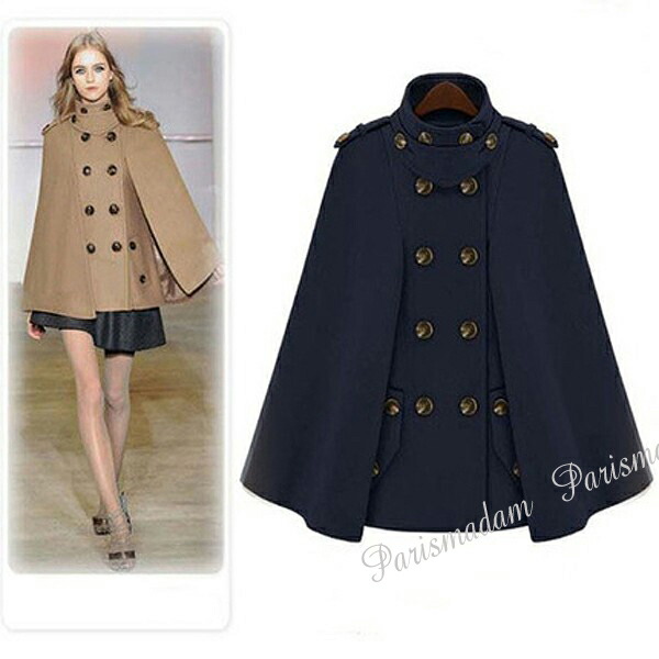 楽天市場】ポンチョコート マント ケープ ダブル ハーフコート ウール