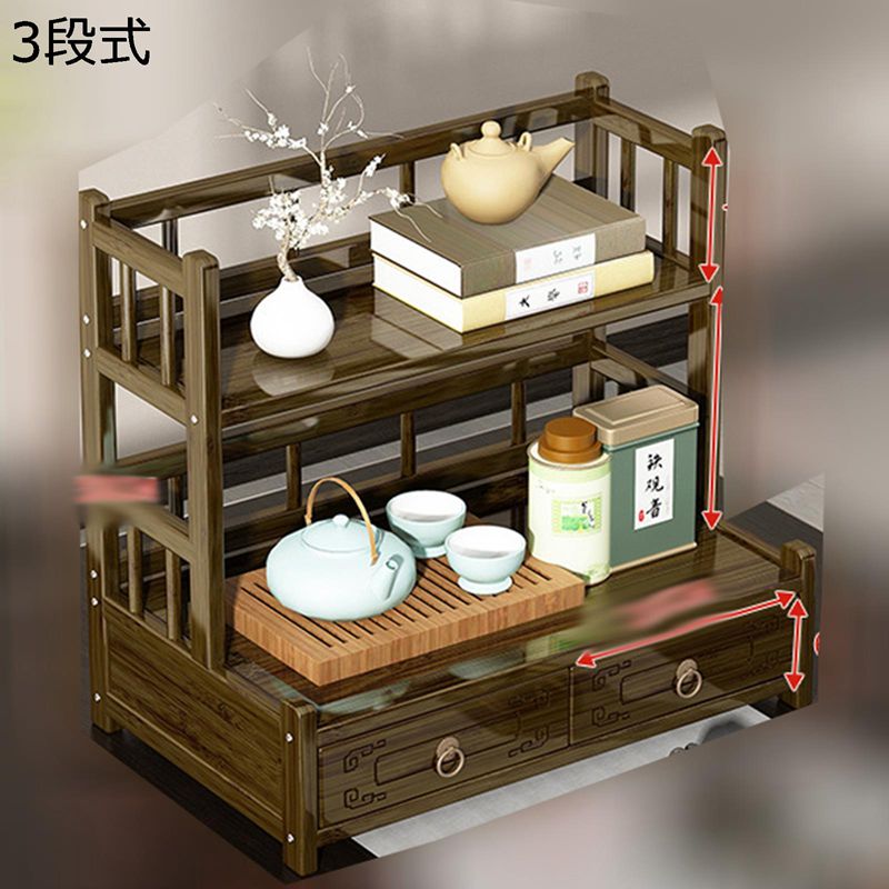 楽天市場】木製棚 ティーポット収納棚 引き出し付き ドア付き 卓上収納