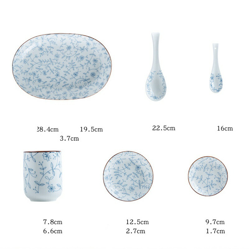 楽天市場】食器セット 白青 小花柄 桜花柄 碗セット 皿セット 裏柄