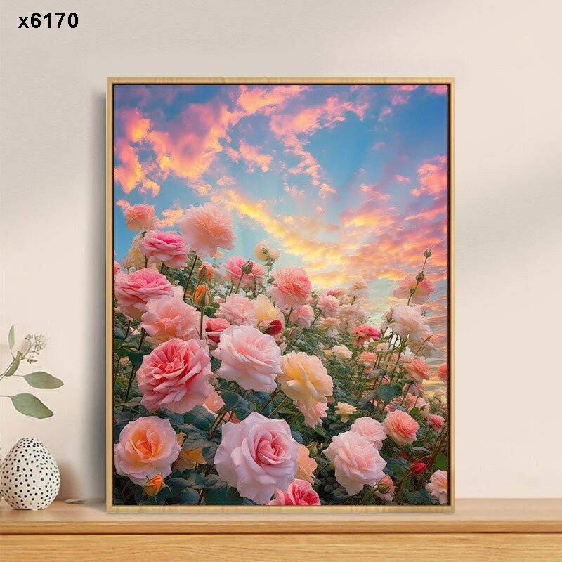 楽天市場】数字油絵 薔薇の庭 塗り絵 油絵セット 工具付き 内枠付き