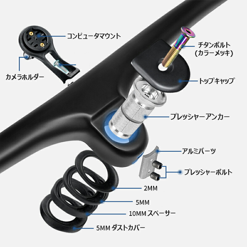 楽天市場】FIRE SPIDER ステム一体型 カーボンハンドル ストレートバー