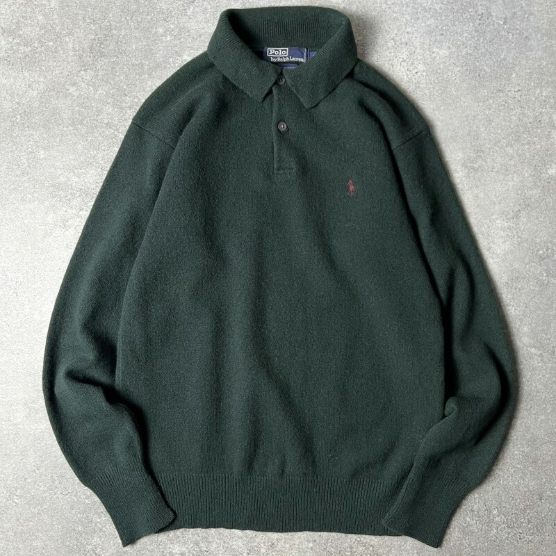 楽天市場】90s POLO RALPH LAUREN ラムウール ニット ポロシャツ S