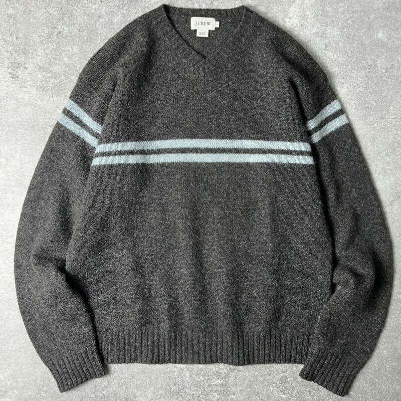 楽天市場】00s J.CREW Vネック ボーダー ウール ニット セーター L / J