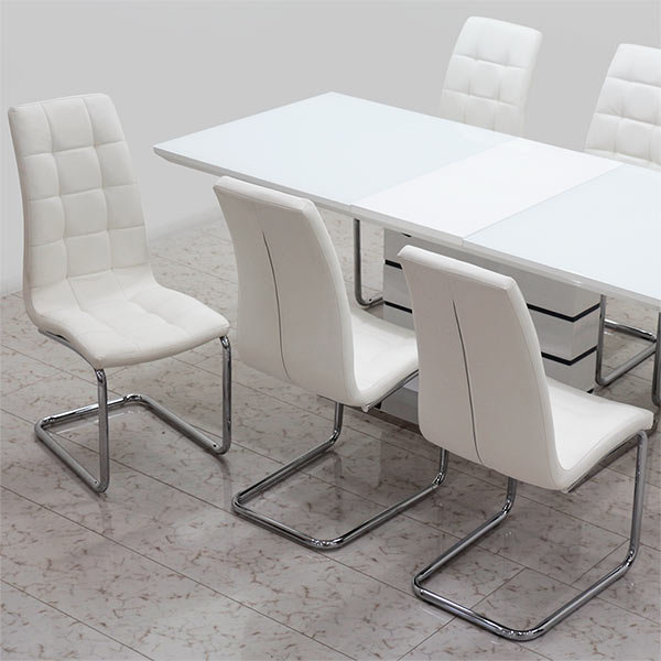 楽天市場】ダイニングテーブルセット 6人掛け 伸縮 白 ホワイト