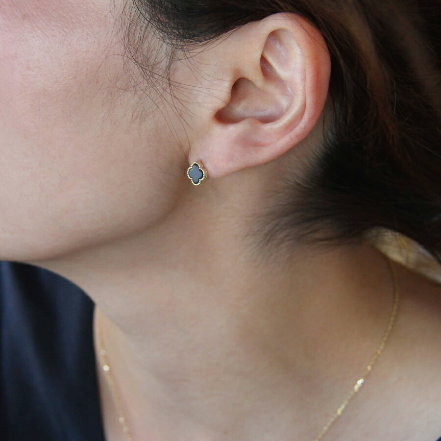 楽天市場】ピアス ゴールド pierce K10ゴールド オニキス フラワー