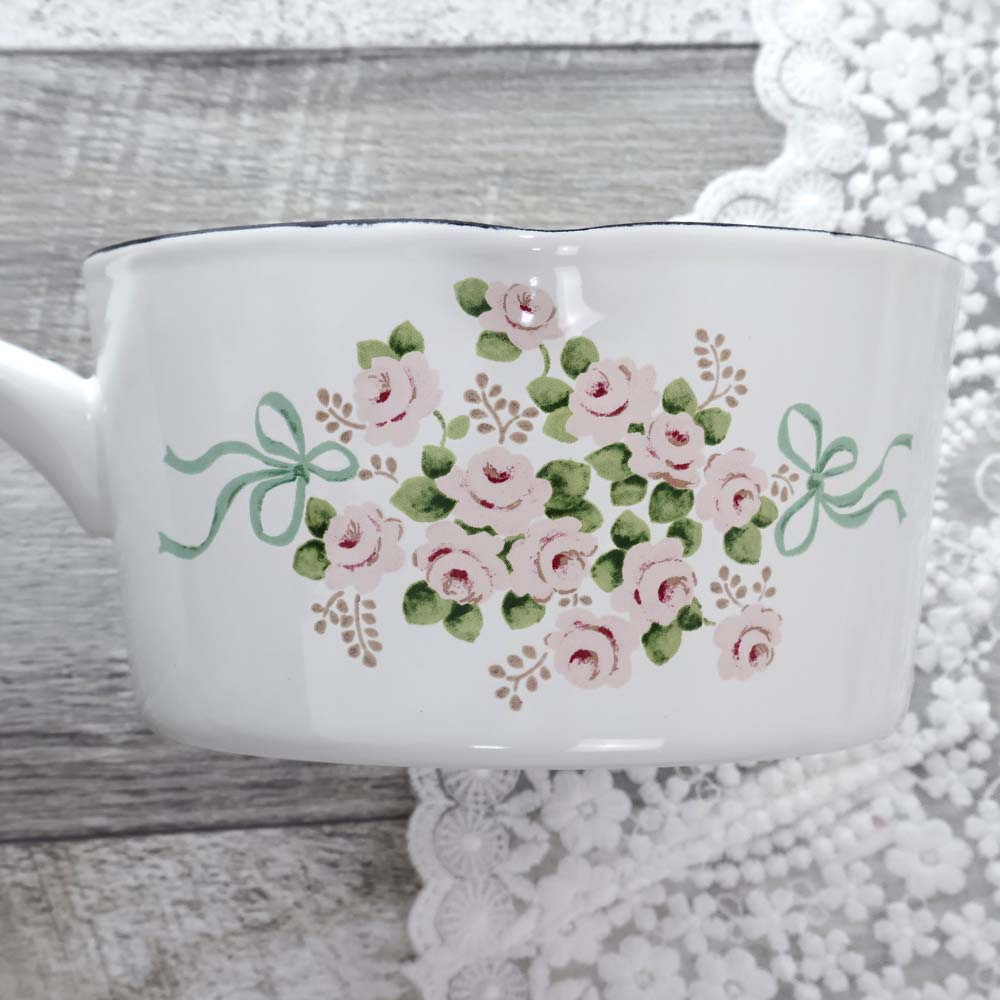 楽天市場】両口ミルクパン ホーロー 琺瑯 1.2L 薔薇 ローズ イマン
