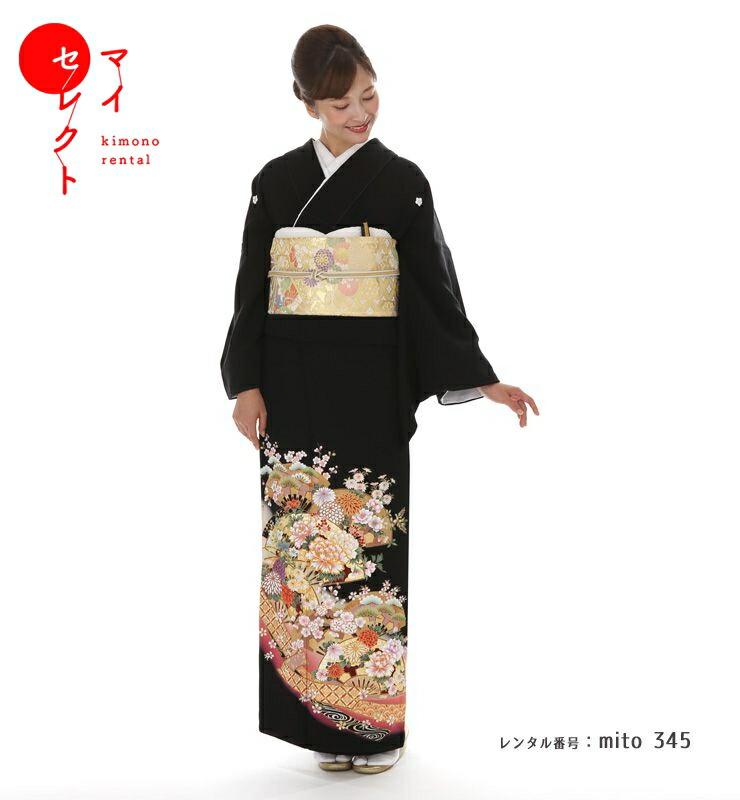 楽天市場】【レンタル】 黒留袖 mito_345 徳川の美 MR-8001 扇に彩りの