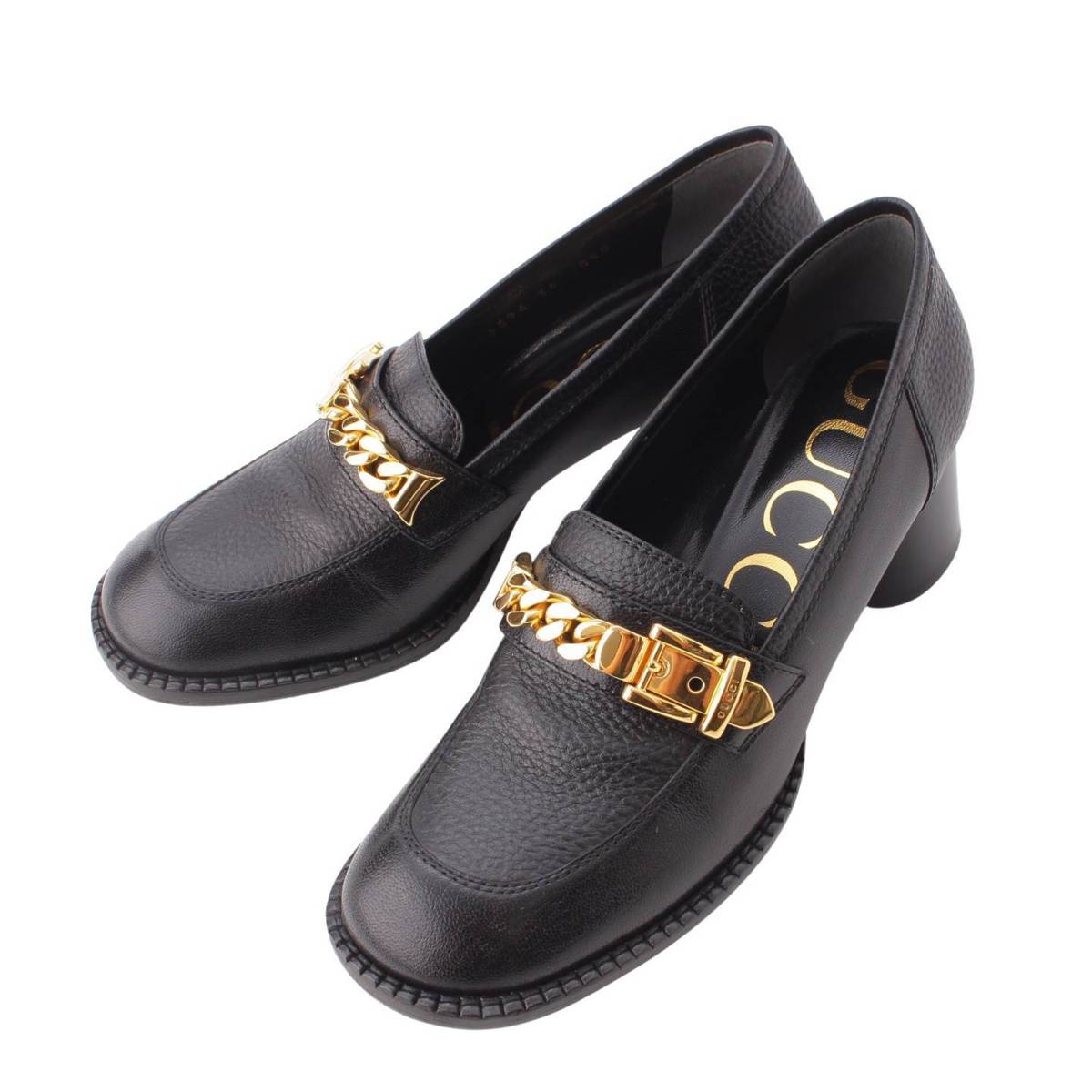 J*a様 GUCCI グッチ GG マーモント ヒール ローファー ロゴ 黒 レ J*a