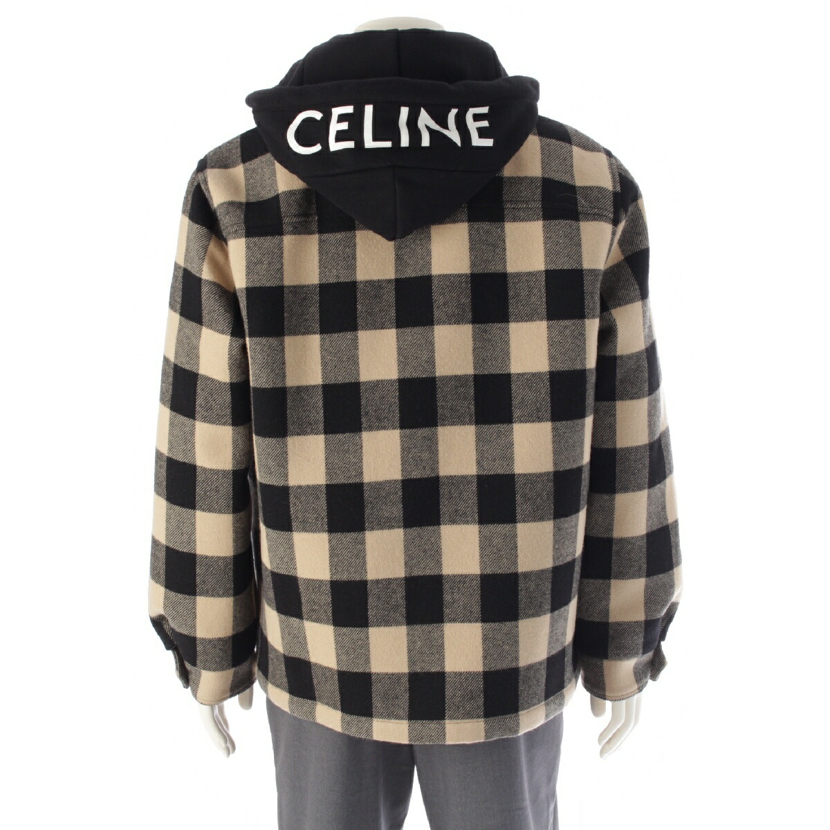 CELINE ウール ロゴフード付きチェックジャケット 2W68A055Z 楽天市場