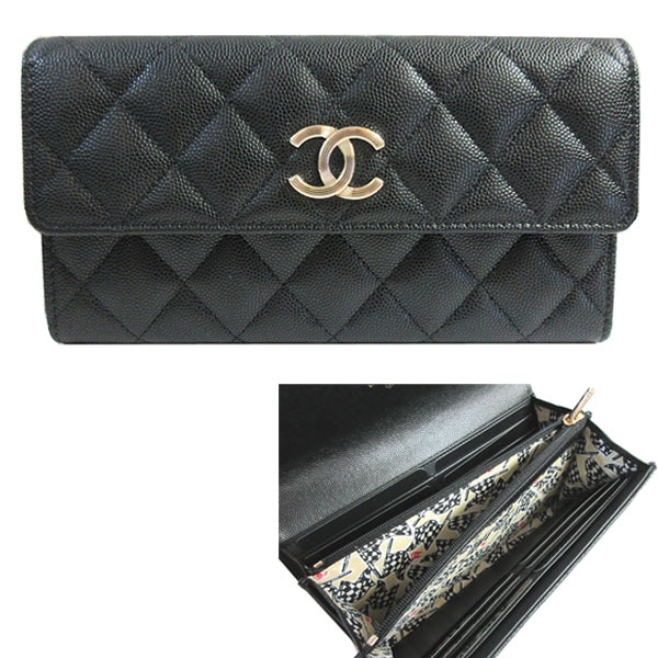 楽天市場】≪Brand new≫ CHANEL Flap Long Walette Black Gold BIG