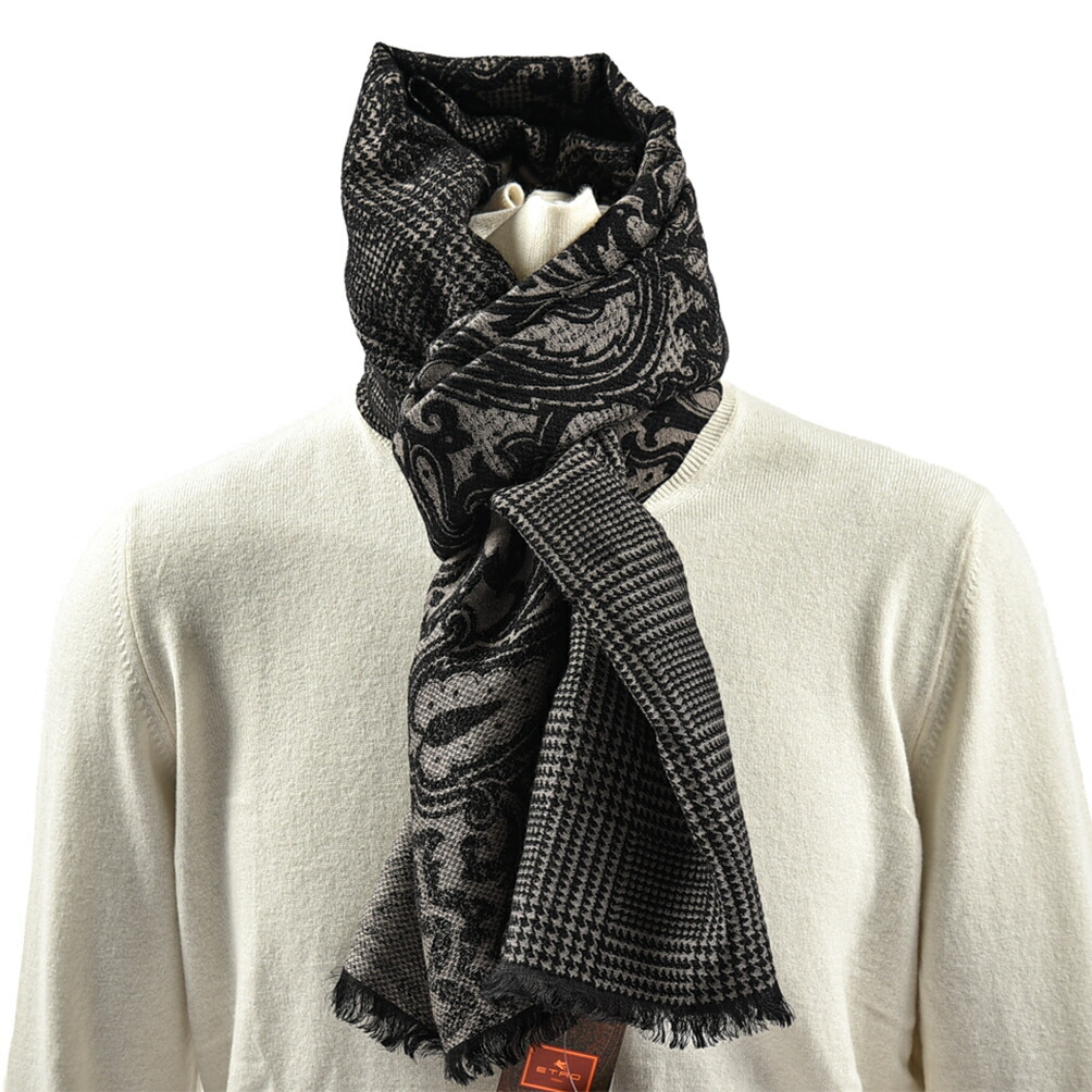 ETRO エトロ ペイズリー 大判 ストール 正方形 シルク ウール