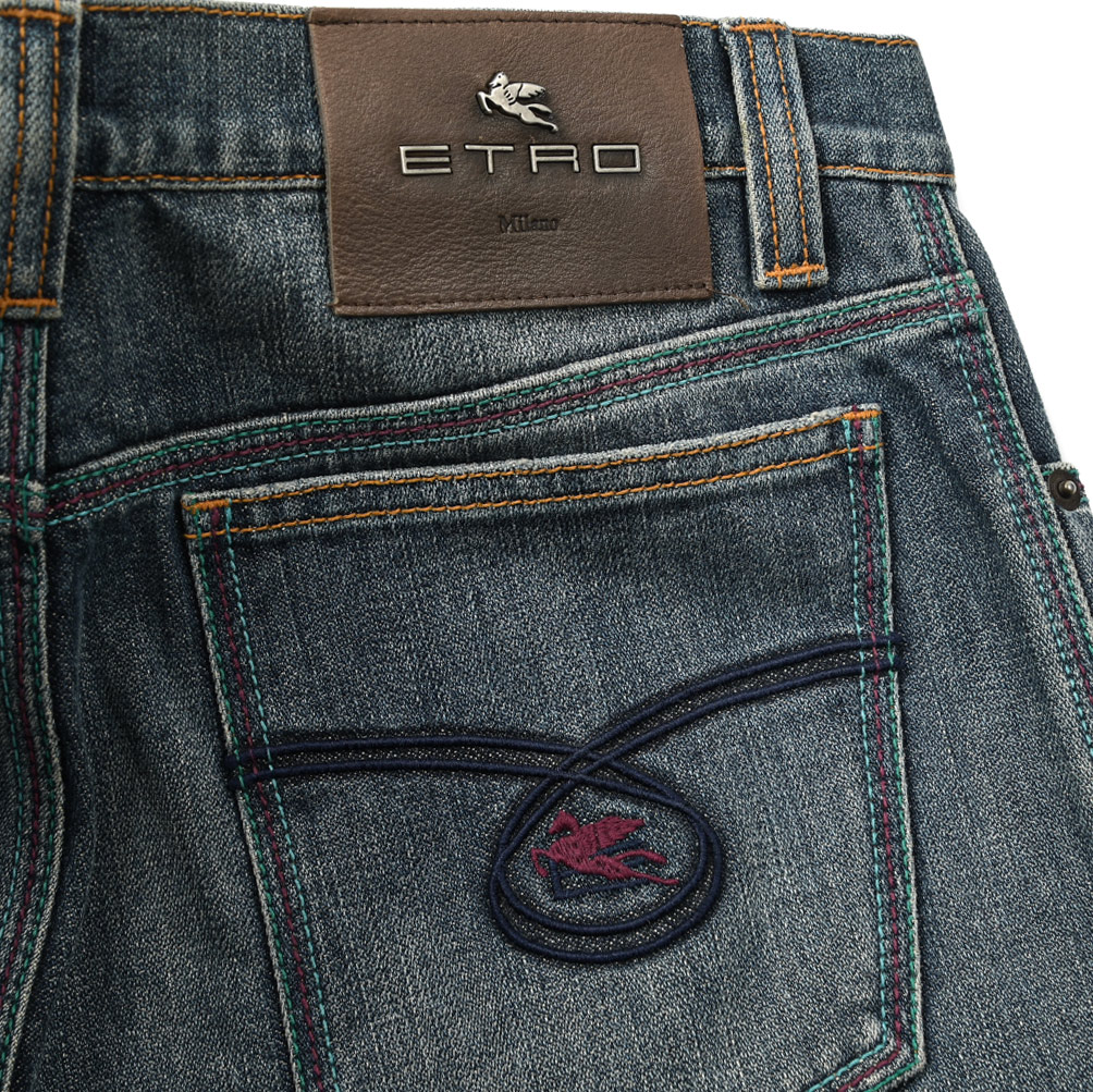 楽天市場】エトロ ETRO デニムジーンズ カラーステッチ 5ポケット