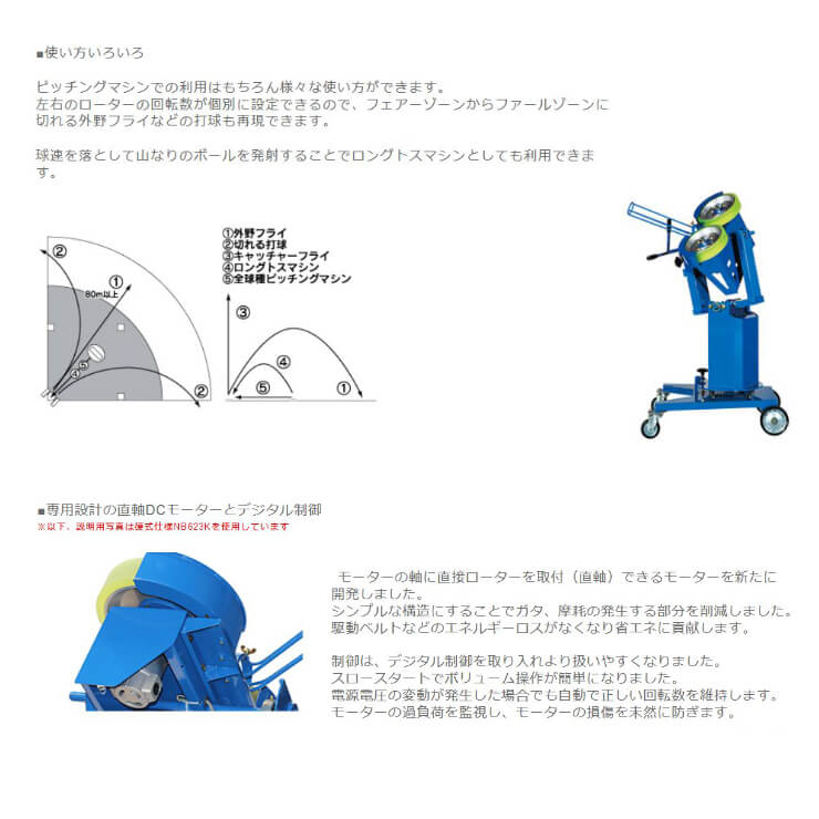 楽天市場】ニッシンエスピーエム 軟式用 ピッチングマシン 変化球対応
