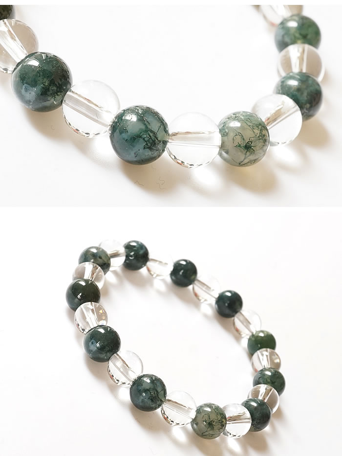 楽天市場】モスアゲート×水晶AAA 8mm ブレスレット 天然石