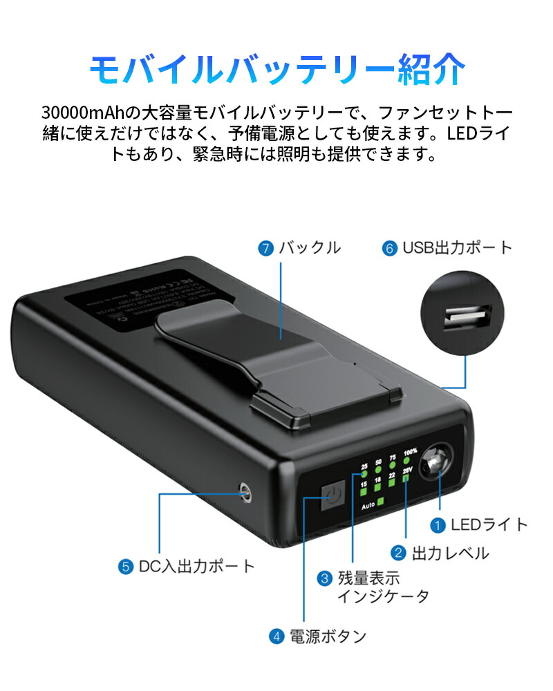 楽天市場】空調作業服 空調ウェア 30000mAHバッテリー セット 空調
